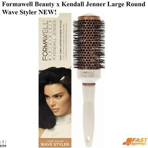 Large Round Wave Styler Brush - White with Copper Barrel